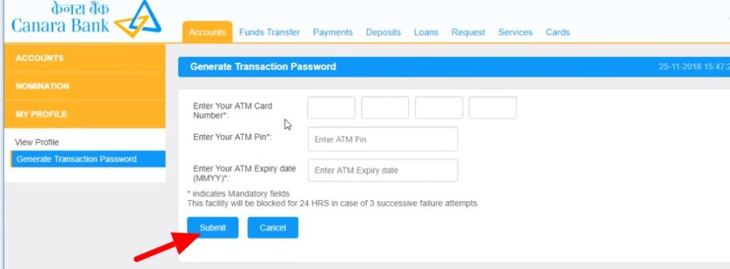 how to activate old canara bank account